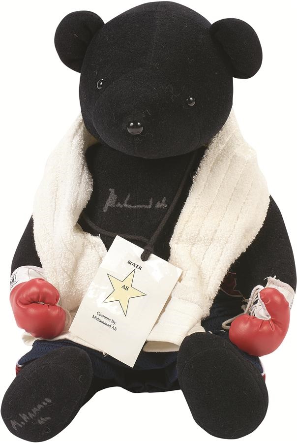 Muhammad Ali Signed Boxing Teddy Bear w/2002 Bear Charity Auction LOA