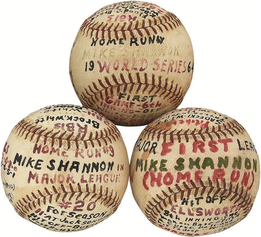 Mike Shannon Home Run Baseballs w/1964 World Series (3)