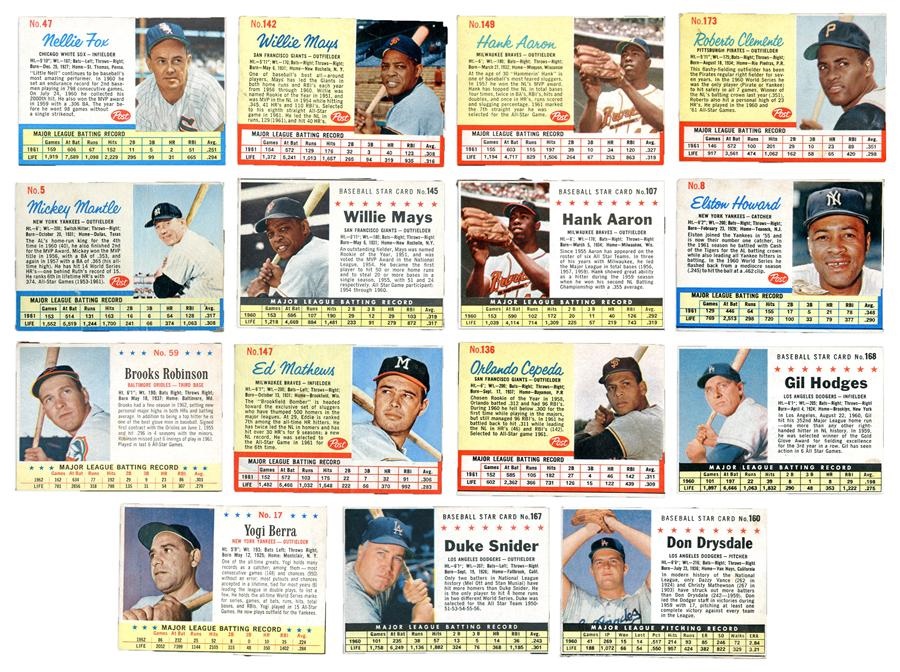 Baseball and Trading Cards - 1961-62 Post Cereal Baseball Card Collection (525)