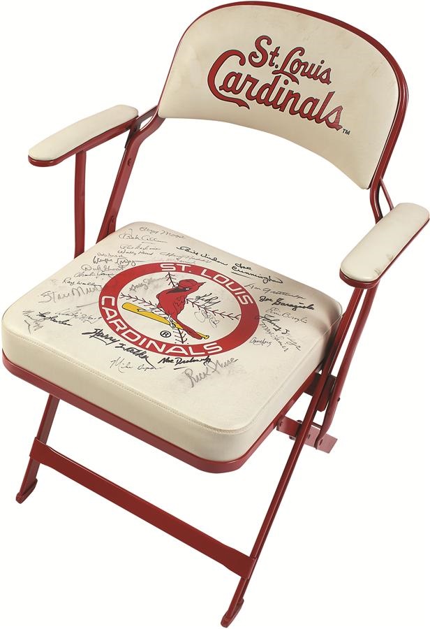 The Mike Shannon St. Louis Cardinals Collection - St. Louis Cardinals Clubhouse Chair Signed by Cardinal Greats