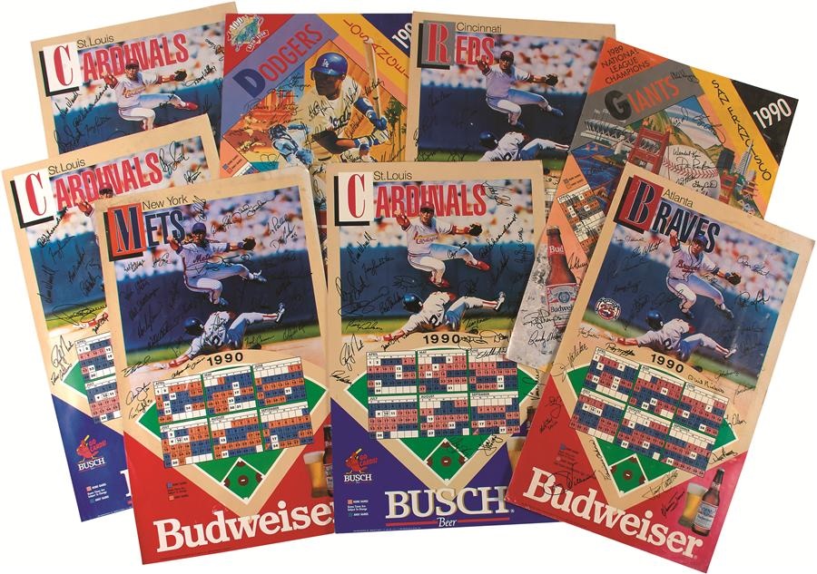 - 1990 National League Team-Signed Anheuser Busch Schedules (8)
