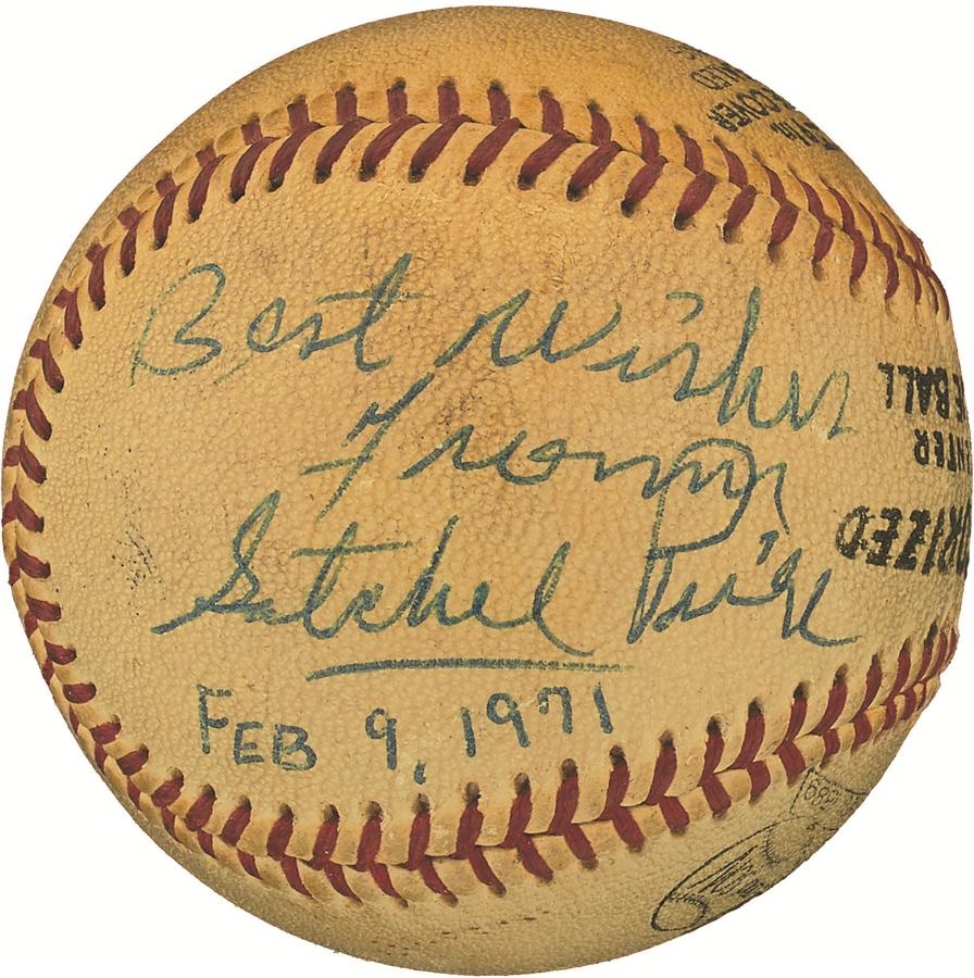 Negro League, Latin, Japanese & International Base - Historic Satchel Paige Single-Signed Baseball from 2/9/71 - The Day He Was Nominated to the Baseball Hall of Fame
