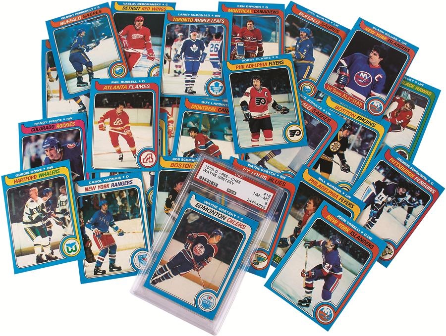 Baseball and Trading Cards - 1979-80 O-Pee-Chee Hockey Complete Set with PSA 8 Wayne Gretzky Rookie