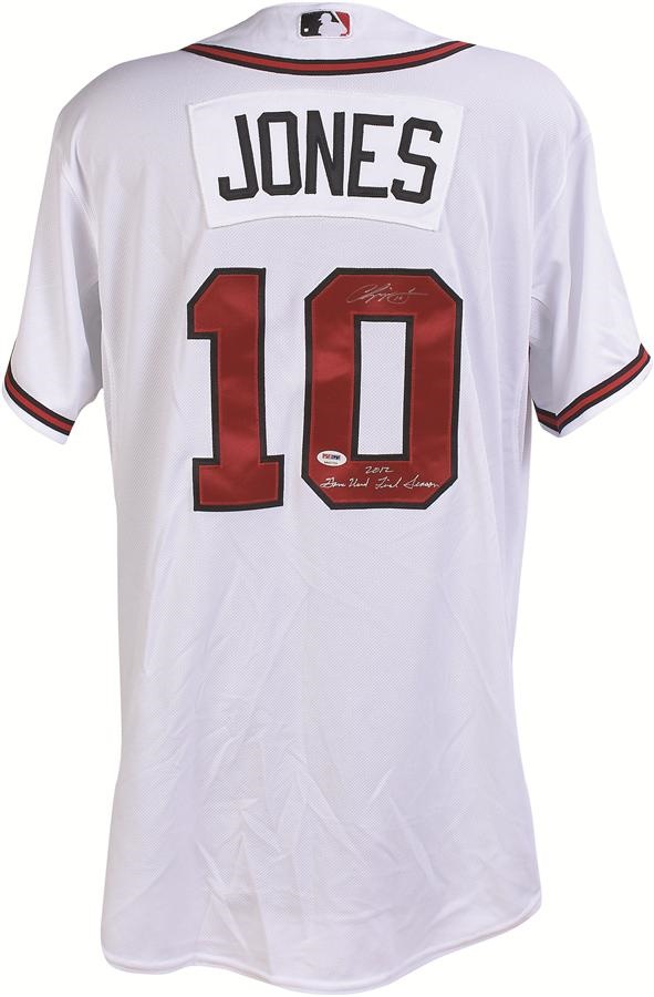 - 2012 Chipper Jones Game Worn and Signed Atlanta Braves Jersey from Final Season