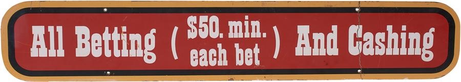 Horse Racing - 1970s Saratoga Race Course High Dollar Betting Sign