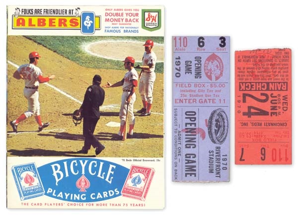 Pete Rose & Cincinnati Reds - 1970 Last Game at Crosley Field and First Game at Riverfront Stadium Programs & Ticket Stubs