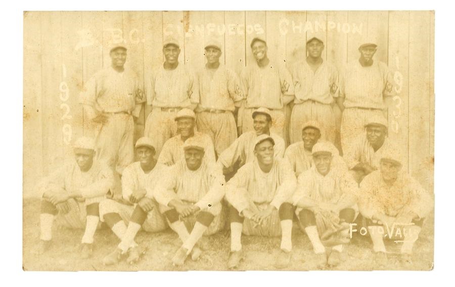 Negro League, Latin, Japanese & International Base - Important 1929-30 Cienfuegos Real Photo Postcard - Only One Known