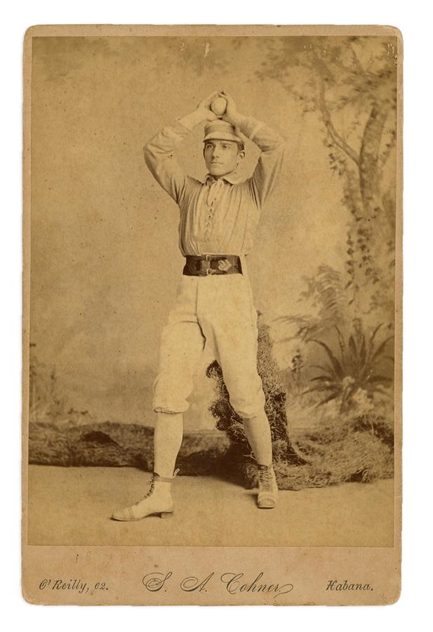Negro League, Latin, Japanese & International Base - 1885 Emilio Dihigo Alendares Cabinet Photograph - First Known Cuban Baseball Cabinet Photo