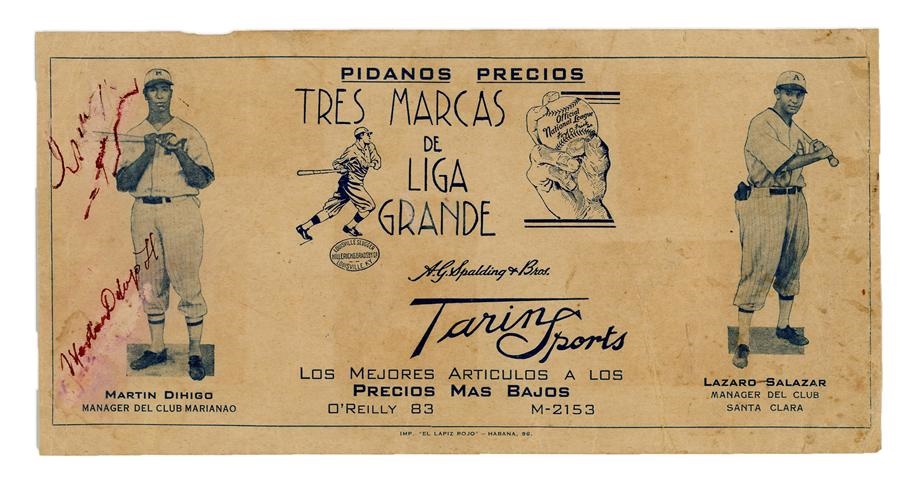 1938 Martin Dihigo Signed Scorecard