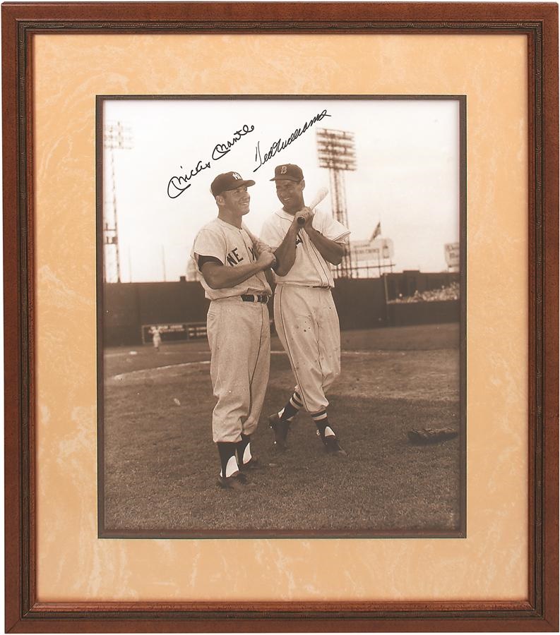 Ted Williams & The Mick at Fenway Signed 16x20” Photograph by Pulitzer Prize-Winning Photographer Dennis Brearley