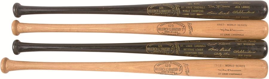- 1967 & 1968 Mike Shannon World Series Game Used & Black Bats (4)