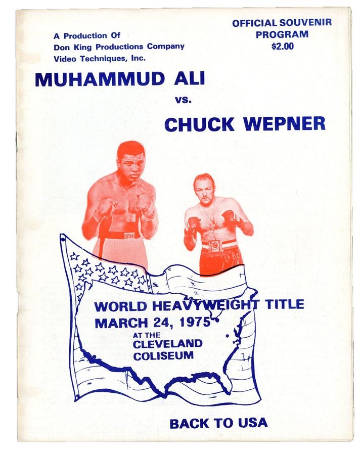 Cassius Clay/Muhammad Ali Program Collection - 1975 Muhammad Ali Vs. Chuck Wepner On-Site Program