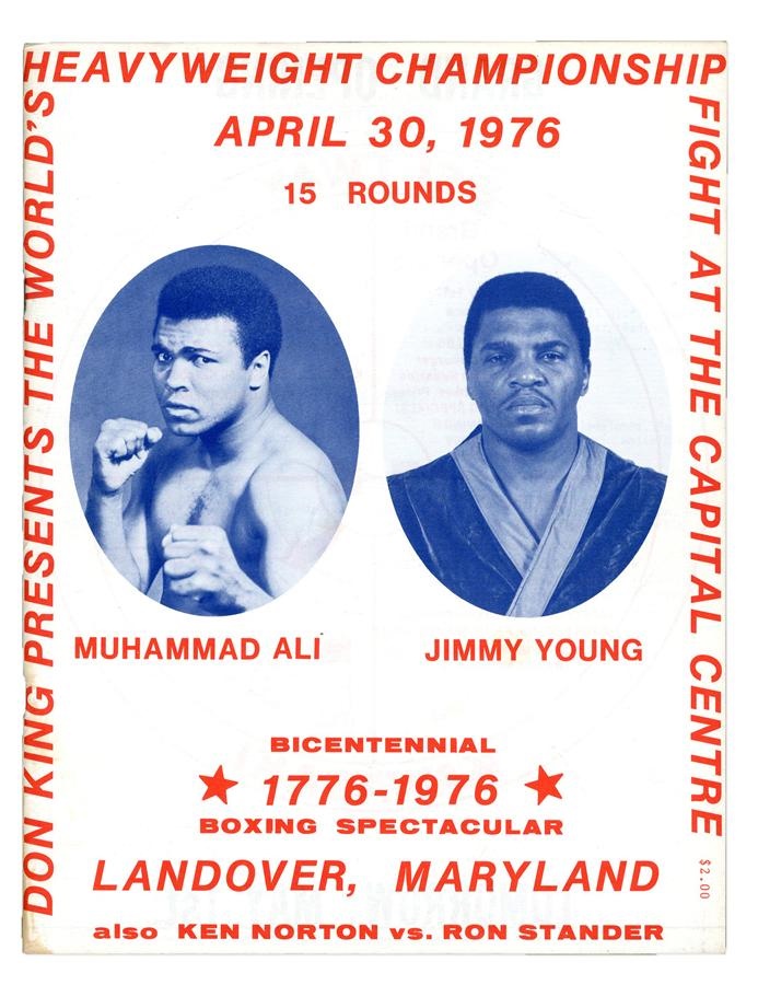 Cassius Clay/Muhammad Ali Program Collection - 1976 Muhammad Ali vs. Jimmy Young On-Site Program
