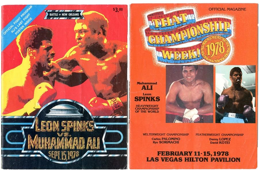 Cassius Clay/Muhammad Ali Program Collection - Muhammad Ali vs. Leon Spinks I & II On-Site Programs
