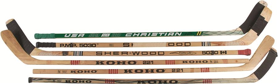 "Miracle On Ice" Team Member Game Used Sticks (6)