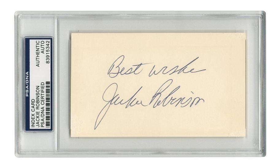High Grade Jackie Robinson Signed Index Card (PSA/DNA)