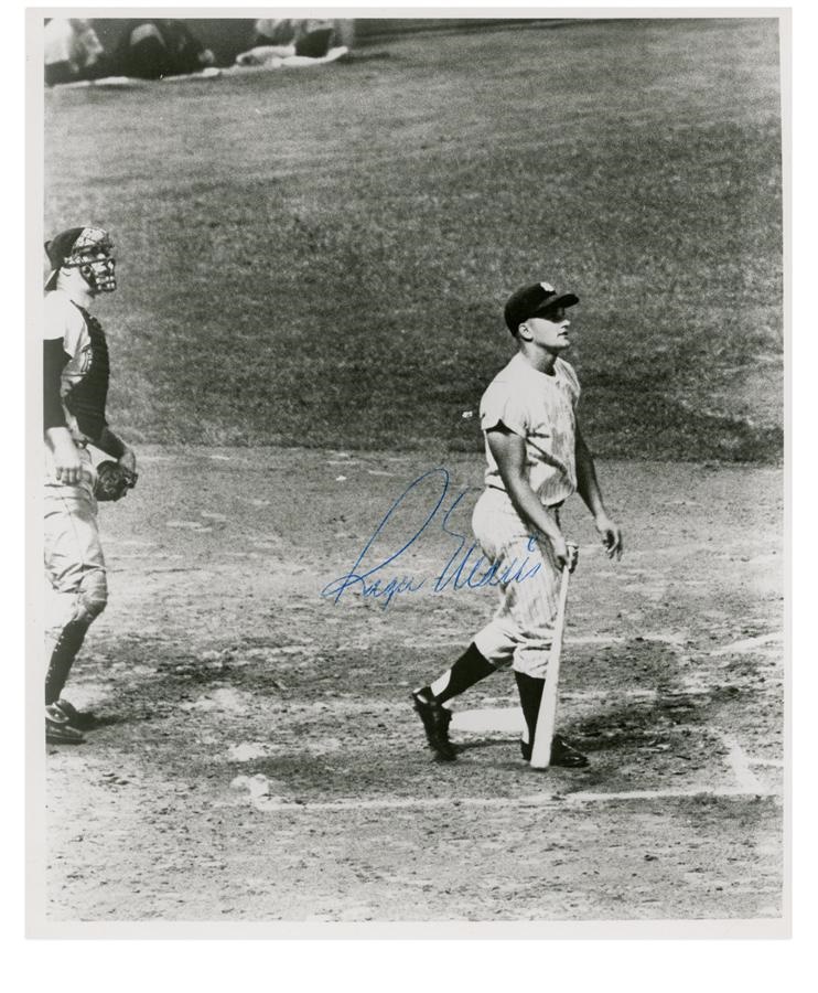 Mantle and Maris - Roger Maris Twice-Signed 61st Home Run Photo from Early Show Signing