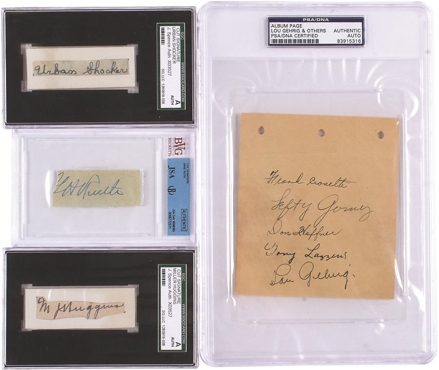 NY Yankees, Giants & Mets - 1927 World Champion Yankees Team Autograph Collection of 20 w/Ruth, Gehrig, Shocker & Huggins (PSA/DNA & JSA)