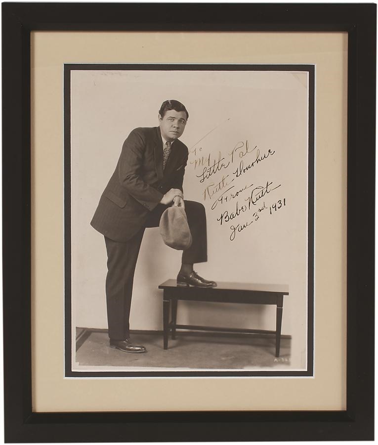 Ruth and Gehrig - Exceptional 1931 Babe Ruth Twice-Signed “Ruth” Type I Photograph (PSA/DNA)