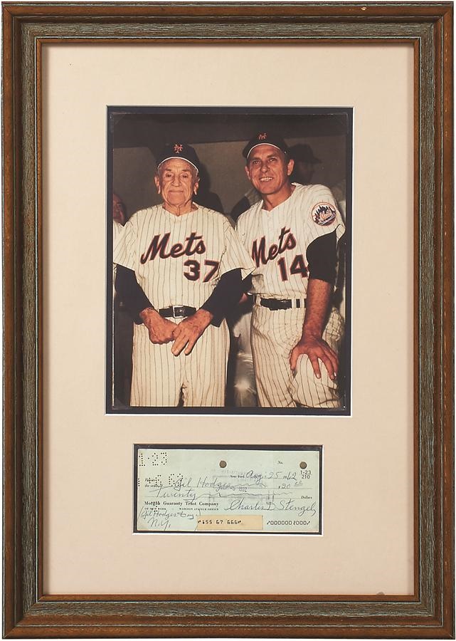Casey Stengel Check to Gil Hodges