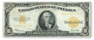 Money - 1922 Ten Dollar Gold Certificate