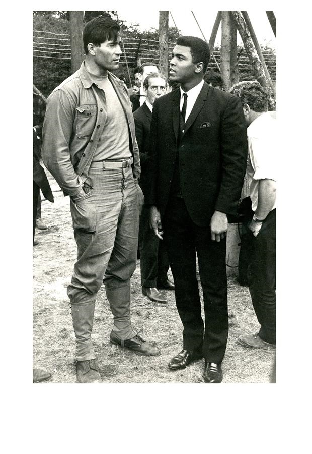 1966 Muhammad Ali & Clint Walker on Set of "The Dirty Dozen" Exceptional Oversized Photograph
