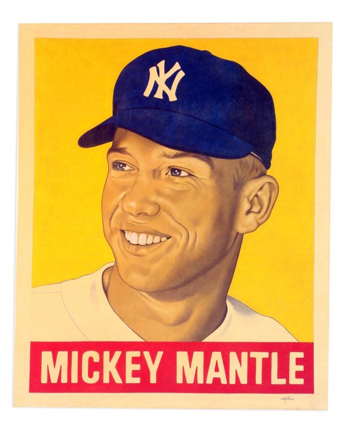 Sports Fine Art - Mickey Mantle 1948 Leaf Oil On Canvas by Arthur Miller: A Card That Never Was (2016)