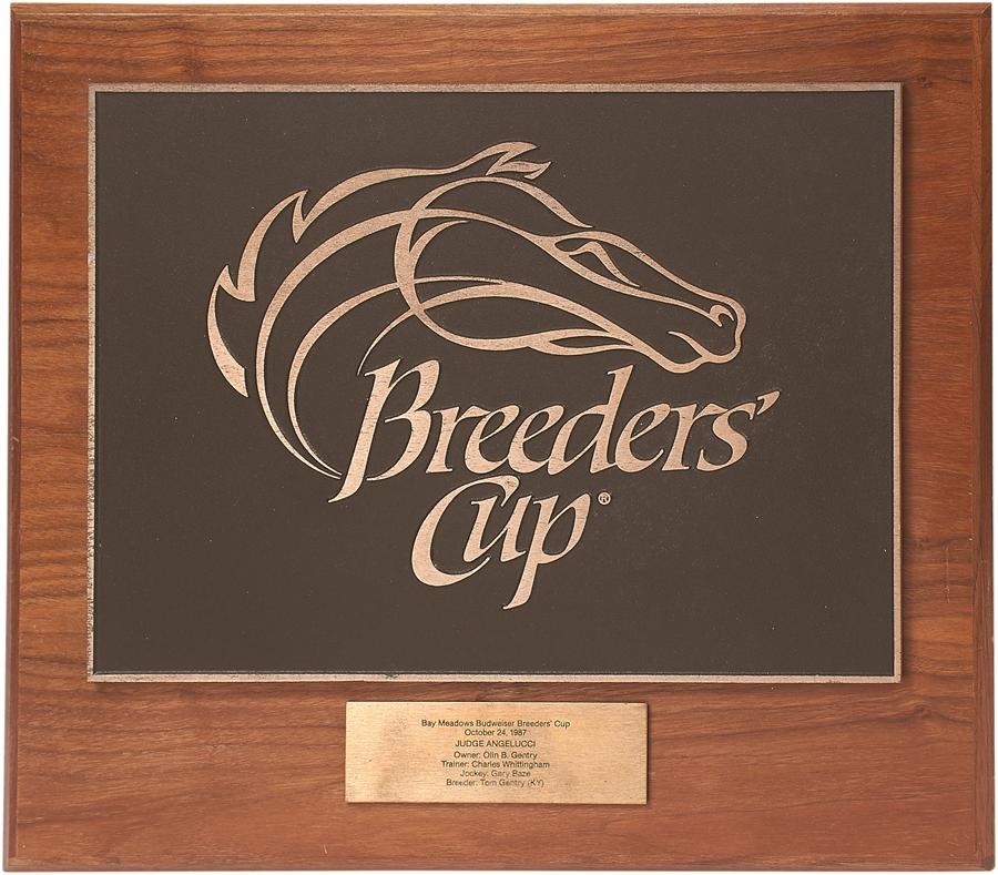 Horse Racing - Judge Angelucci Bay Meadows Breeder' Cup Winner's Trophy Plaque & Photo