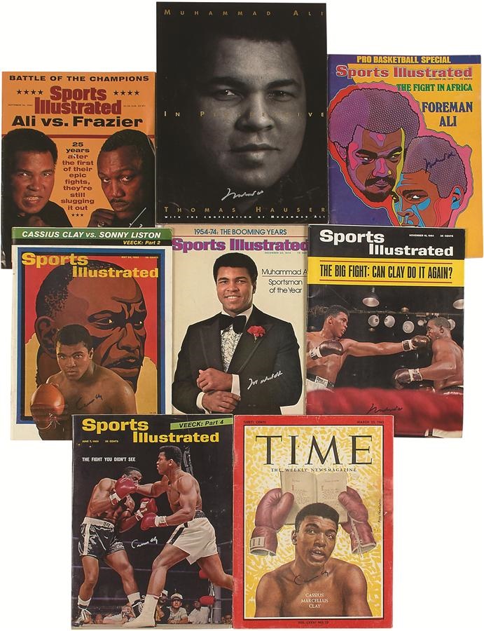 Muhammad Ali & Boxing - Muhammad Ali Signed Vintage Magazine Collection - with Three Cassius Clay Signatures PSA/DNA (8)