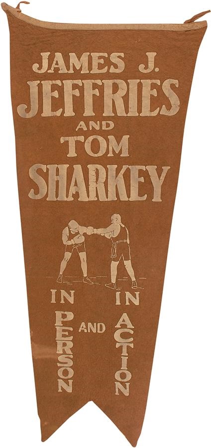 Muhammad Ali & Boxing - Early 1900s James Jeffries vs. Tom Sharkey On-Site Oversized "Vaudeville" Felt Pennant