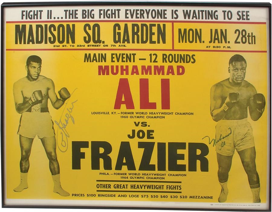 - 1974 Ali-Frazier II On-Site Poster With Early Signatures Of The Two Combatants (PSA/DNA)