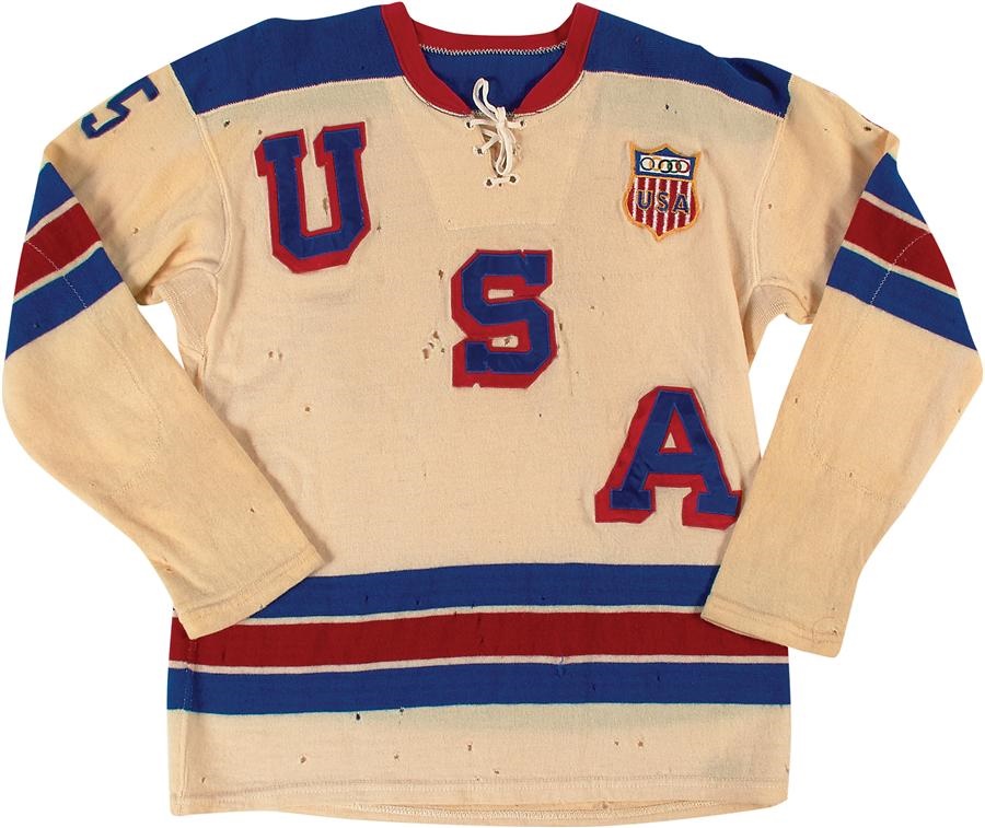 Olympics - 1960 U.S. Olympic Jersey Worn In The Gold Medal-Winning Game By HOFer Paul Johnson