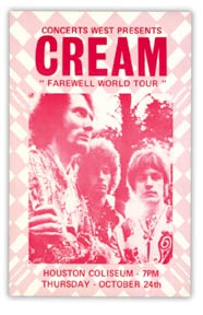 - 1968 Cream Houston Texas Handbill (4.5 x 7")