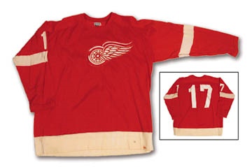 Hockey Sweaters - 1960’s Wayne Connelly Detroit Red Wings Game Worn Jersey