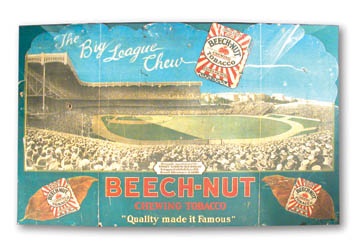 NY Yankees, Giants & Mets - 1926 Beech-Nut World Series at Yankee Stadium Advertising Sign (42x64" framed)