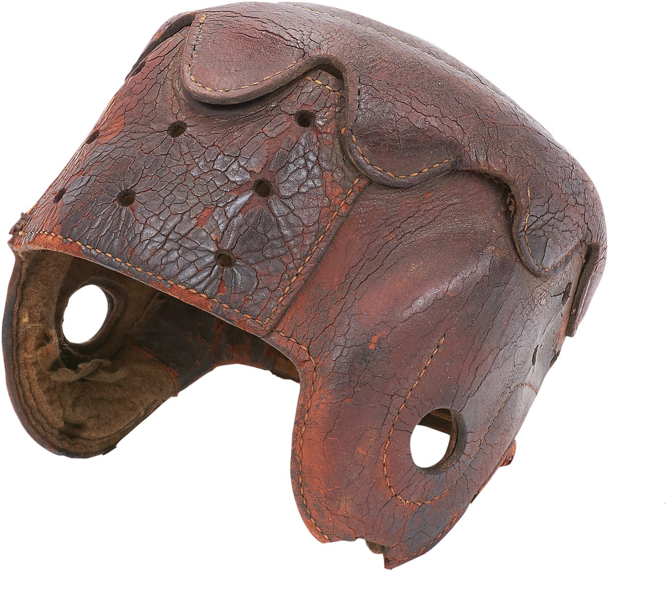 Early Princeton Style Football Helmet with Scalloped Top