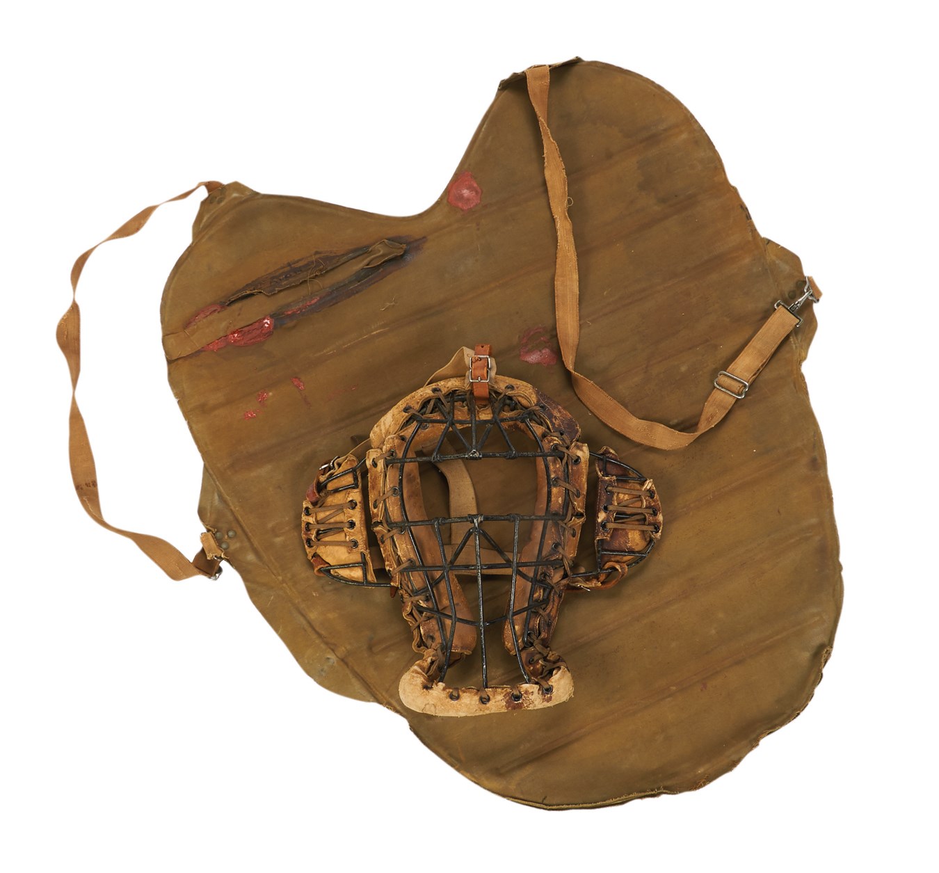Antique Sporting Goods - Very Rare Circa 1910s Umpire's Mask and Inflatable Chest Protector