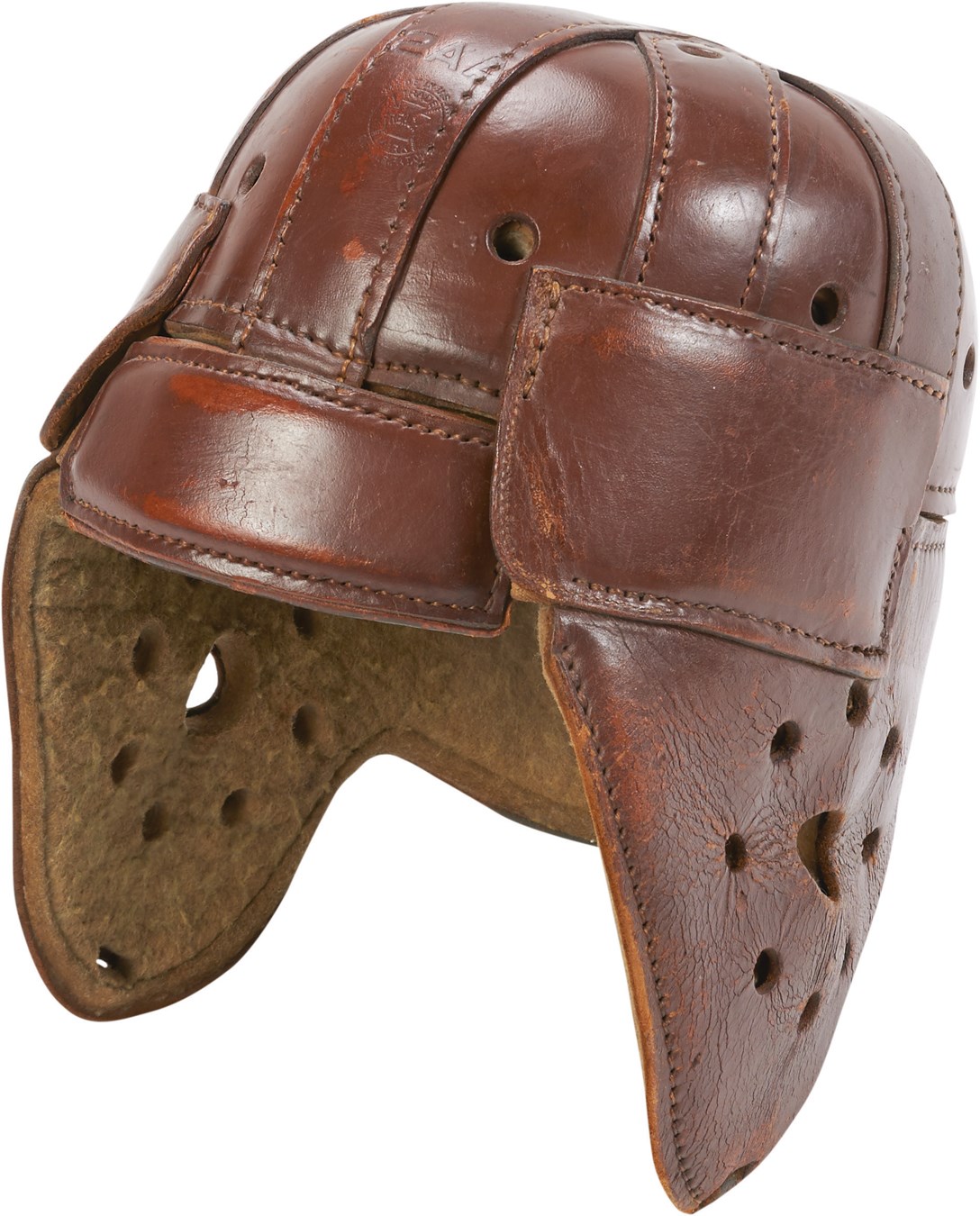 Antique Sporting Goods - 1930s Reach Football Helmet with Added Temple Protection