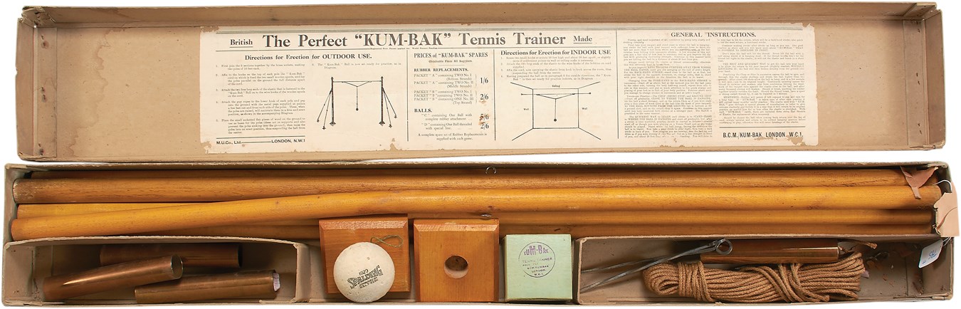 Antique Sporting Goods - 1929 Spalding Tennis Trainer with Dated 1929 Ball in Original Box