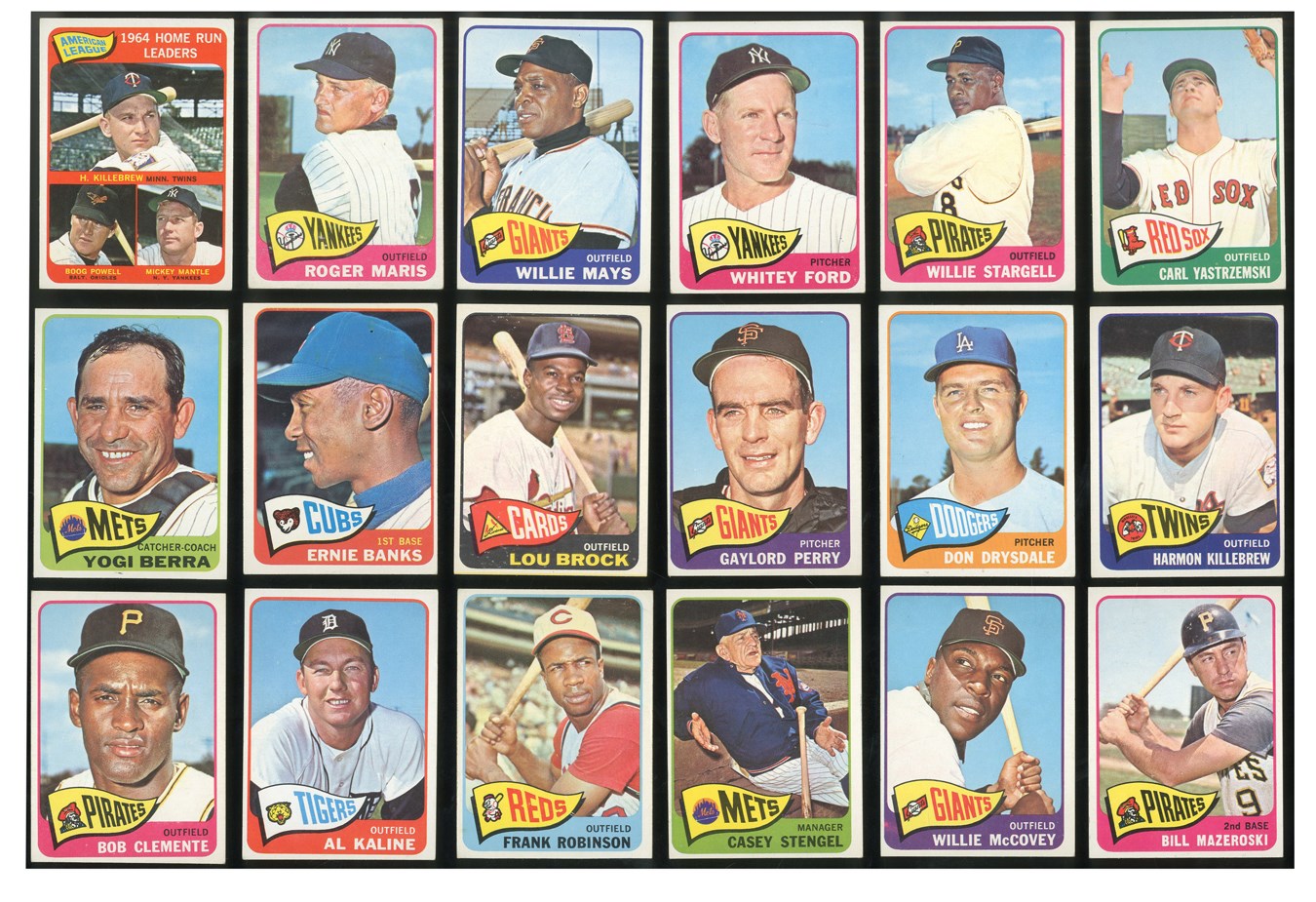 - 1965 Topps Hall of Famer and Star Card Lot (30) with Clemente and Mays