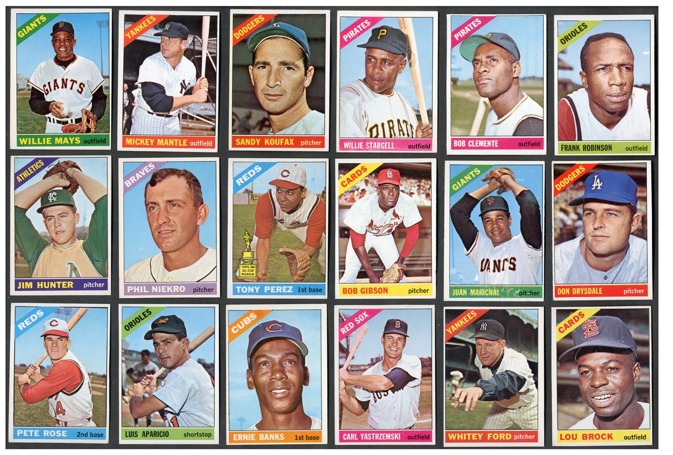 Baseball and Trading Cards - 1966 Topps HOFer and Star Card Collection (29) with Mays and Mantle
