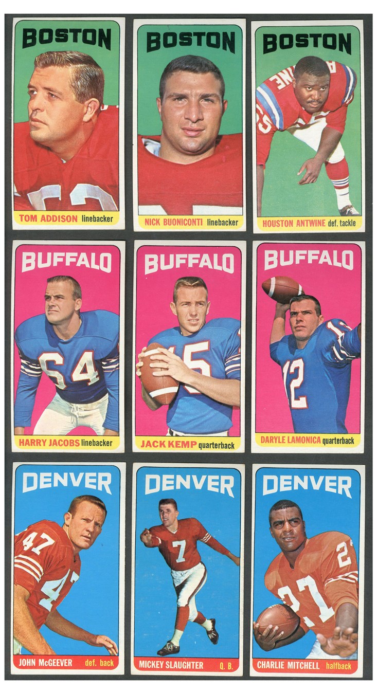 1965 Topps Football Collection of 89 different with Jack Kemp