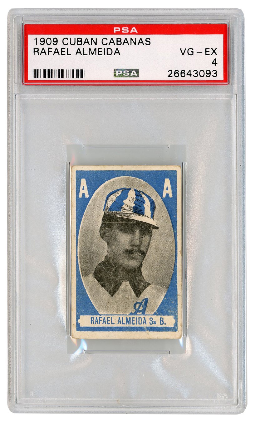 - 1909 Rafael Almeida “Cabanas” Cuban PSA Graded Baseball Card – First Cuban Major Leaguer