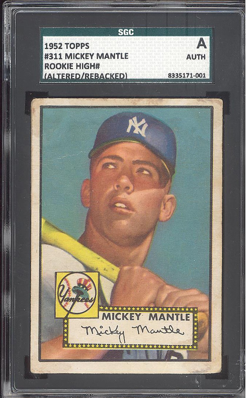 - 1952 Topps #311 Mickey Mantle Rookie Card - SGC Authentic