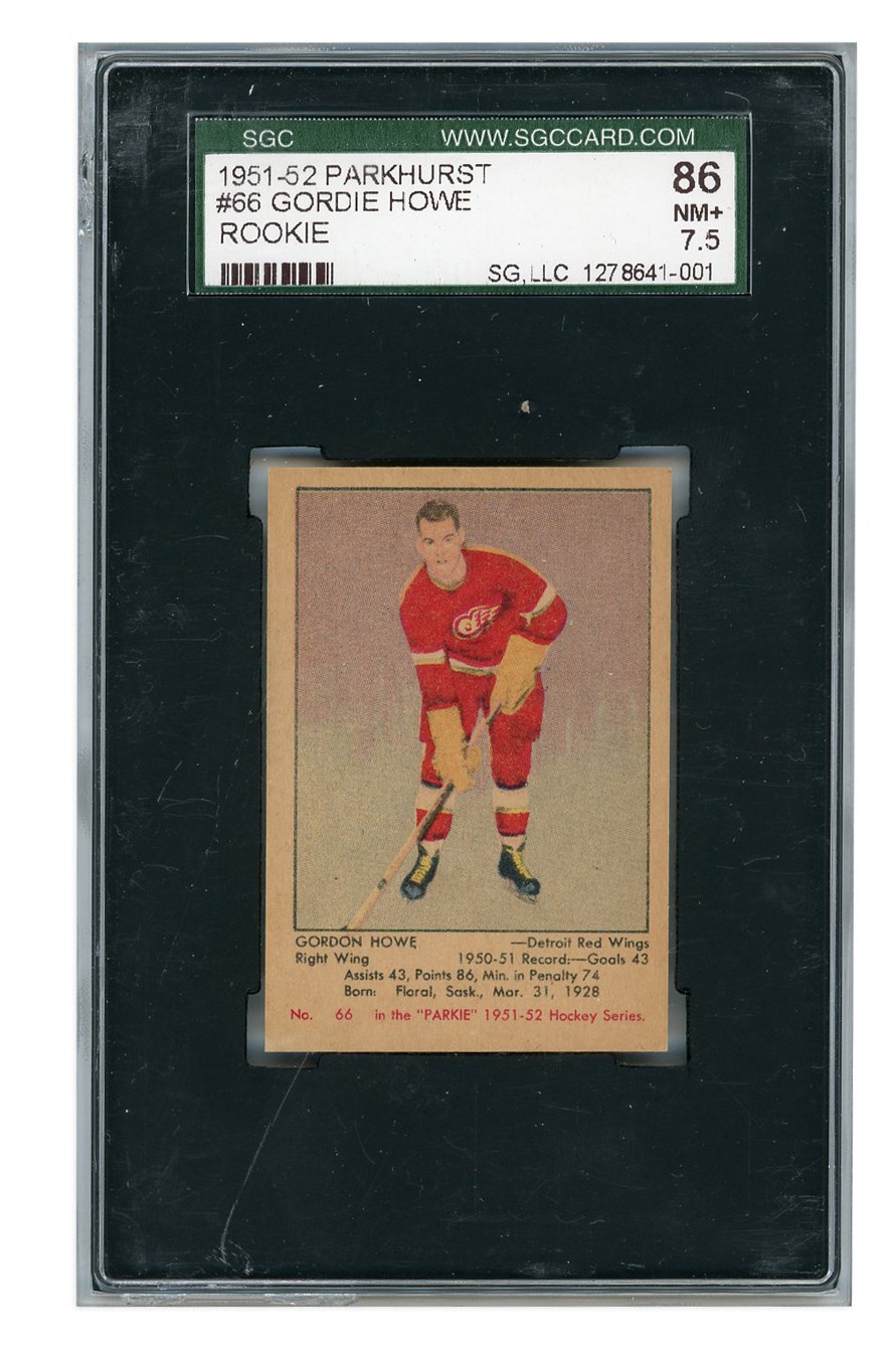 Baseball and Trading Cards - 1951-52 Parkhurst Gordie Howe #66 Rookie SGC 86 NM+ 7.5