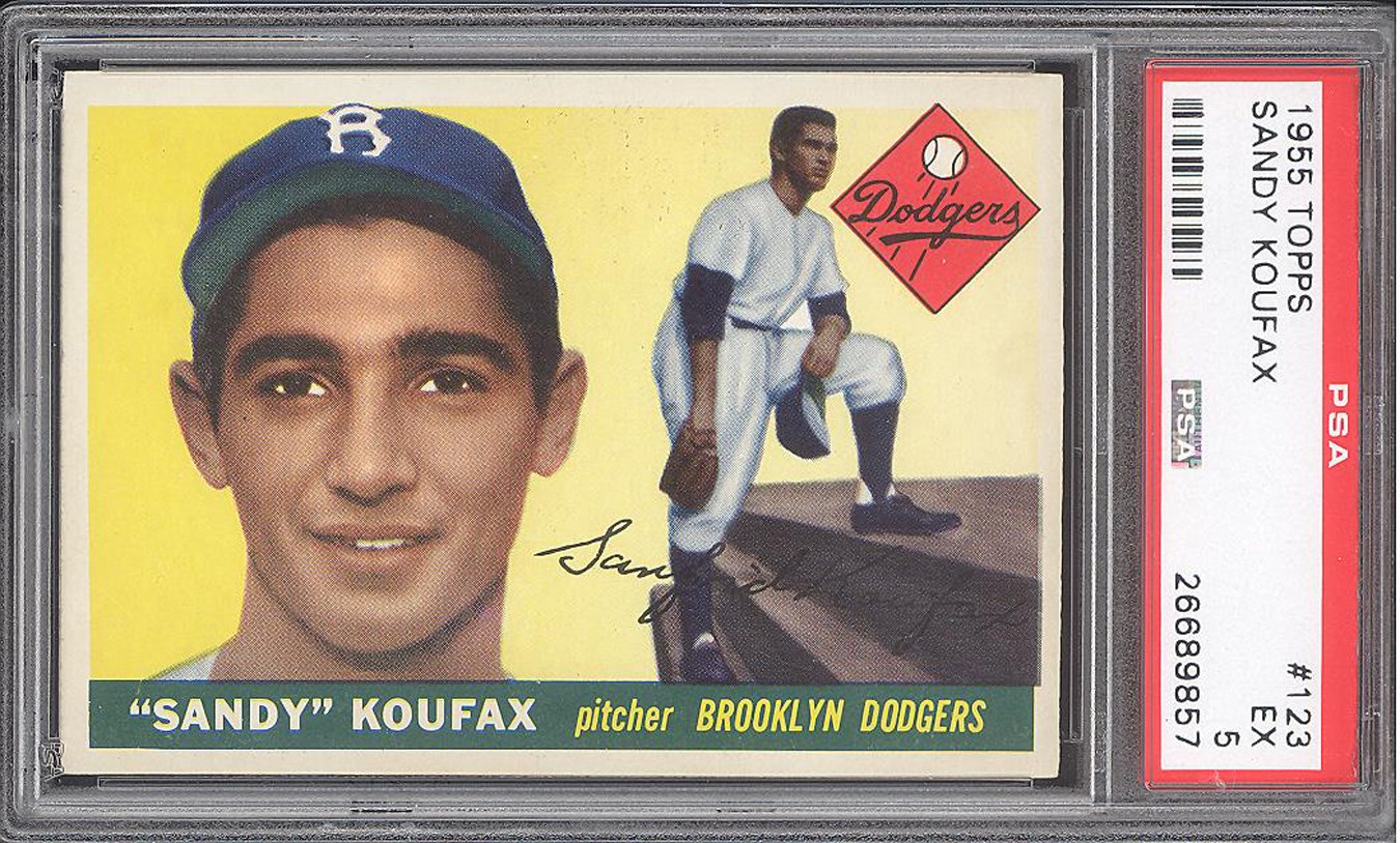 Baseball and Trading Cards - 1955 Topps #123 Sandy Koufax Rookie Card - PSA EX 5
