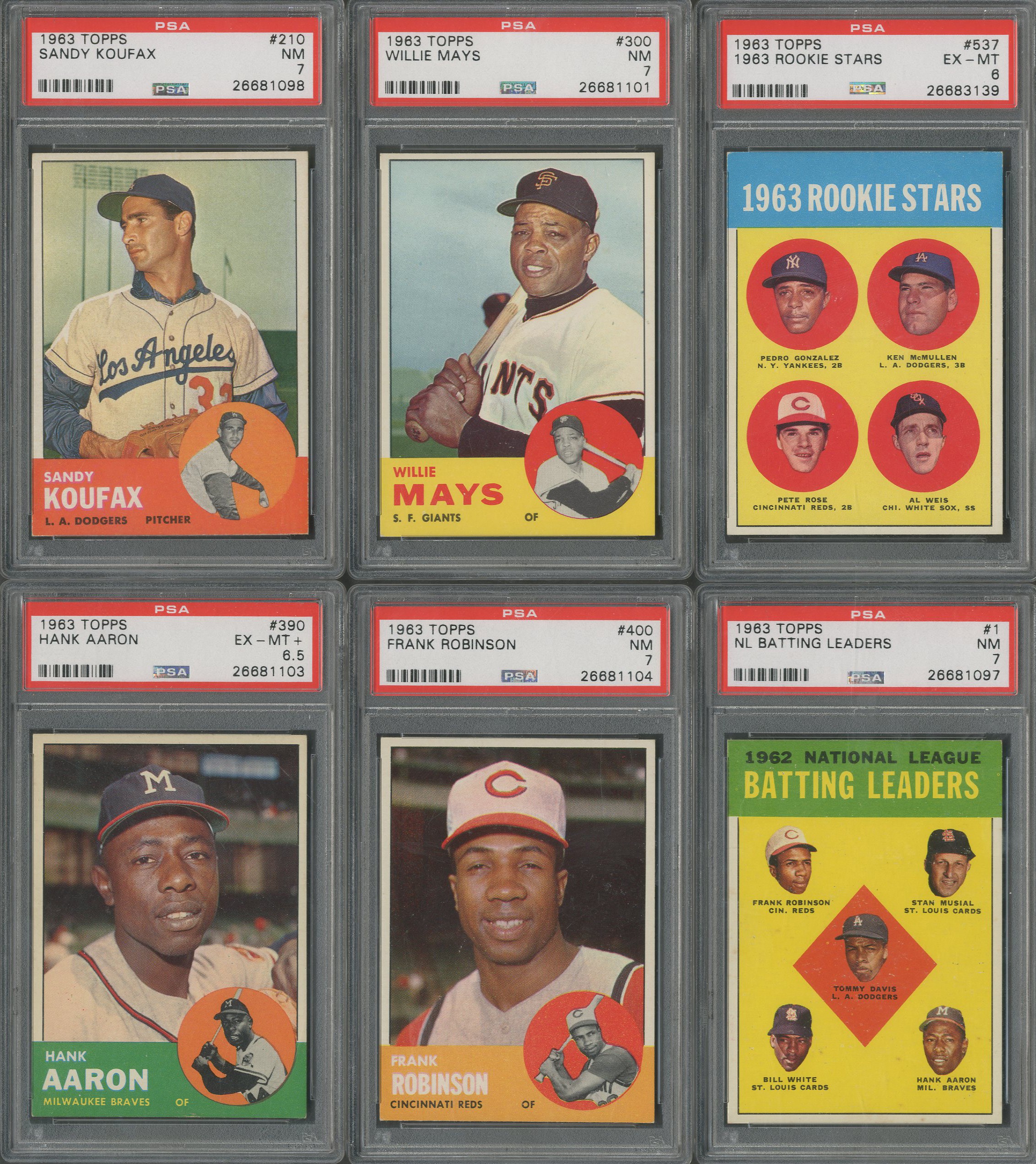 Baseball and Trading Cards - 1963 Topps Very High Grade Complete Set (576) with (8) PSA Graded