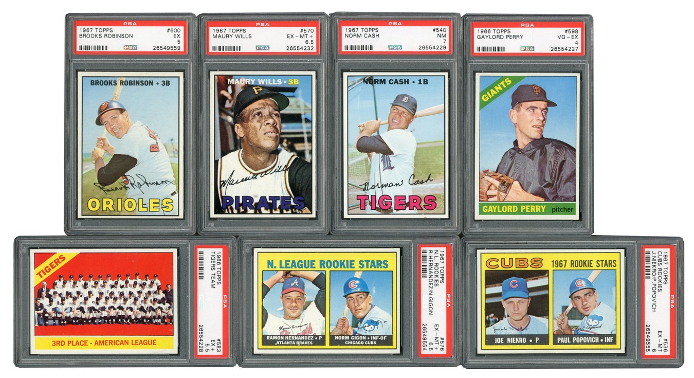 Baseball and Trading Cards - 1966, 1967, 1970-1972 Topps Complete High Grade High Number Run with TWO 1971 Runs and over 30 PSA Graded!