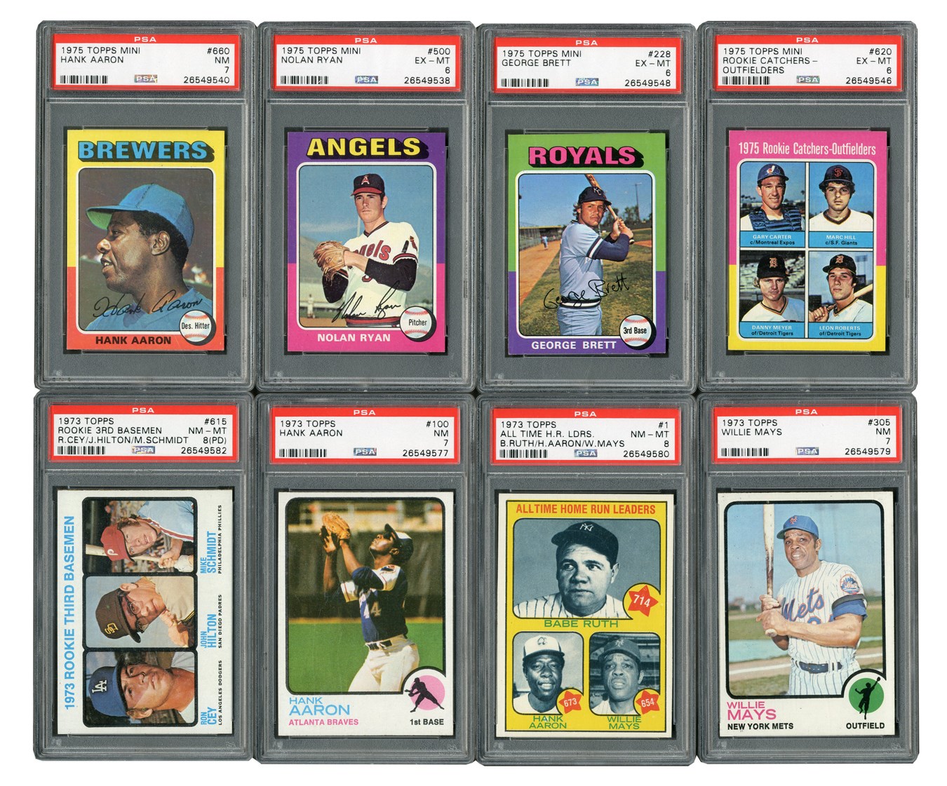 1973-1975 Topps High Grade Complete Set of (4) Run with 1975 Mini and Eight PSA Graded
