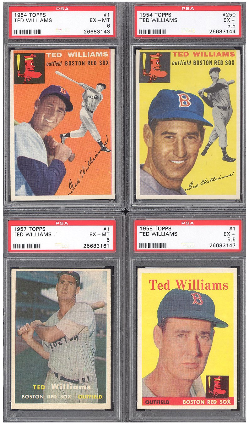 - 1953-87 Topps Boston Red Sox Team Set Collection with Many Duplicate team sets and (6) PSA Graded Ted Williams Cards!